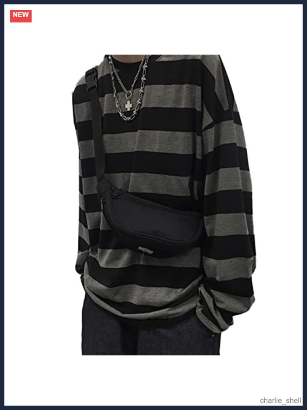 Oversized Striped Long Sleeve Tee Y2K Grunge Streetwear Cotton Pullover